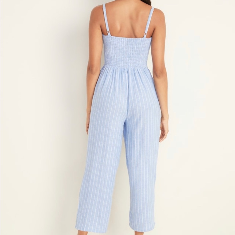 NWT! Blue w/ White stripe jumpsuit. - Picture 3 of 4